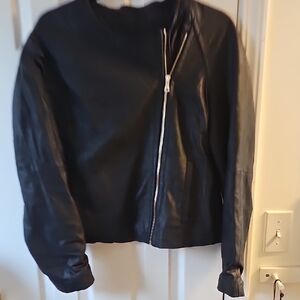 Ann Taylor Navy Blue Leather Jacket